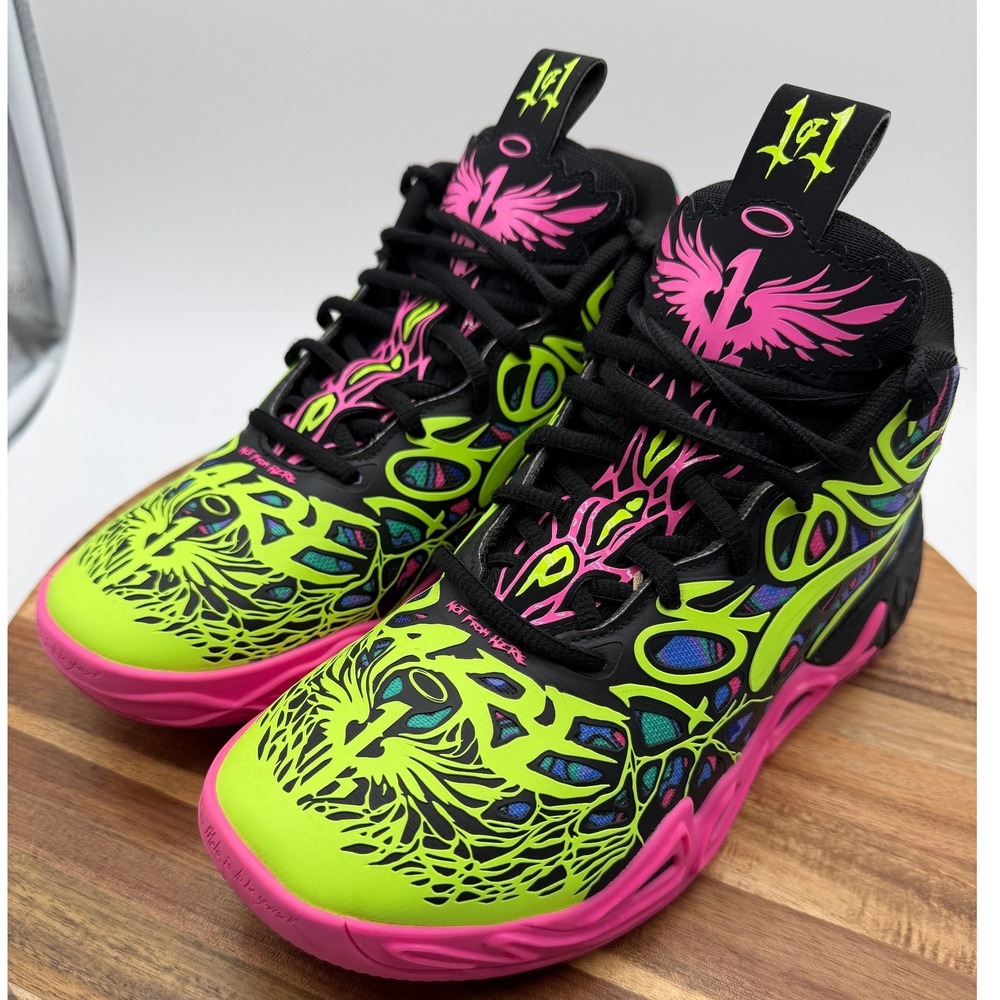 PUMA x LAMELO BALL MB.04 Heem Kid's Size 5 1/2 Sneaker Neon Pink Green   0472